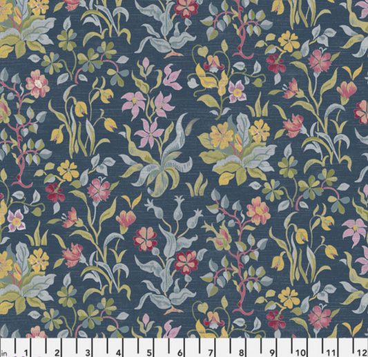 Faux Roman Shade Valance "Flowers by May - Navy - Red House - William Morris"
