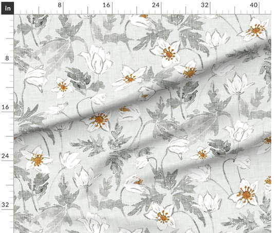 One Curtain Panel or Valance - Organic Cotton "Wild Anemone"