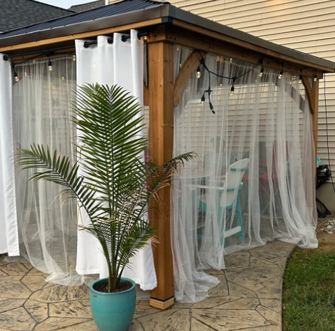 White Mosquito Netting Curtain Panel. 98" l x 110" w.