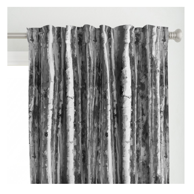One Curtain Panel or Valance - Organic "Black and White Birch Forest"
