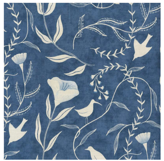 One Curtain Panel or Valance "Elana Gabrielle Birdsong Bluebell"