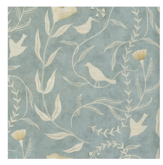 One Curtain Panel or Valance - Cotton "Elana Gabrielle Birdsong Seaglass"