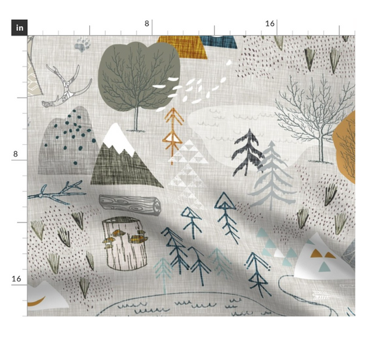One Curtain Panel or Valance - "Max's Map"