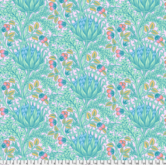 Faux Roman Shade Valance "Artichoke - Lavender - Kaffe x Morris & Co. Cotton Lawn"