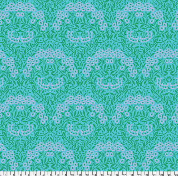 Tie-Up Shade "Michaelmas Daisy - Aqua - Kaffe x Morris & Co. Cotton Lawn"