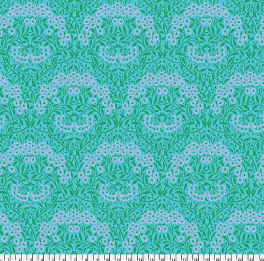 Tie-Up Shade "Michaelmas Daisy - Aqua - Kaffe x Morris & Co. Cotton Lawn"
