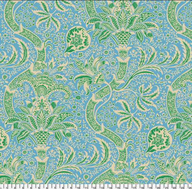 Faux Roman Shade Valance "Indian - Aqua - Kaffe x Morris & Co."