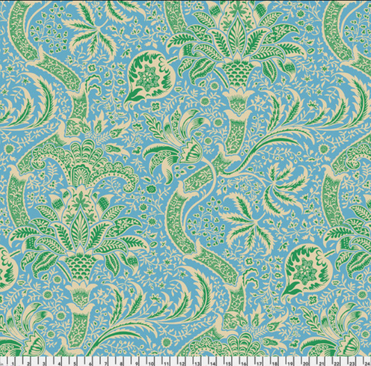 Faux Roman Shade Valance "Indian - Aqua - Kaffe x Morris & Co."