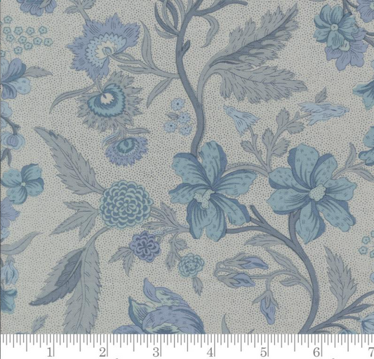 Faux Roman Shade Valance "Parterre Florals - Sacre Bleu Ciel Blue"