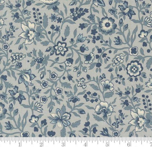 Faux Roman Shade Valance "Jardinage Florals - Sacre Bleu Ciel Blue"