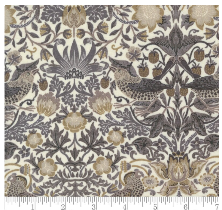 One Custom Pillow Cover - Made with "Strawberry Thief Damask Birds Porcelain" fabric