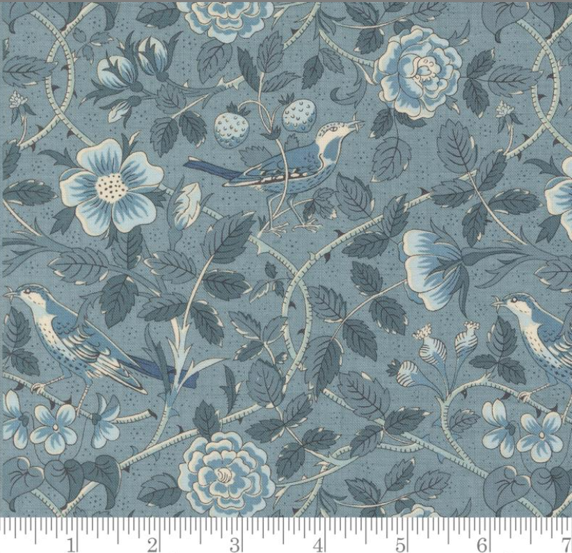 Tie-Up Shade "Oiseaux Florals Birds - Sacre Bleu - French Blue"