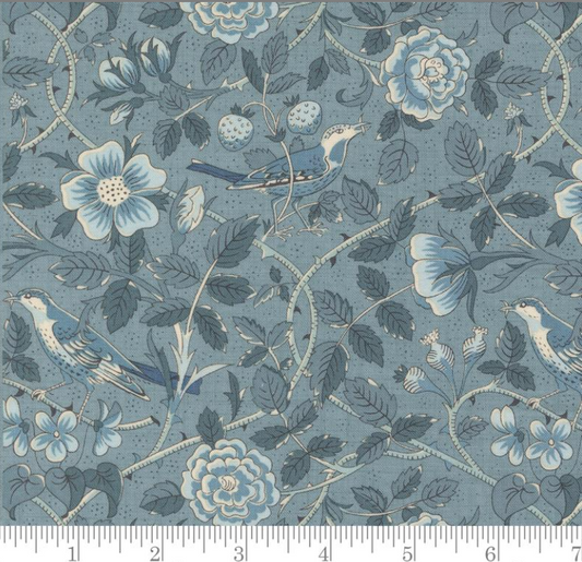 Tie-Up Shade "Oiseaux Florals Birds - Sacre Bleu - French Blue"