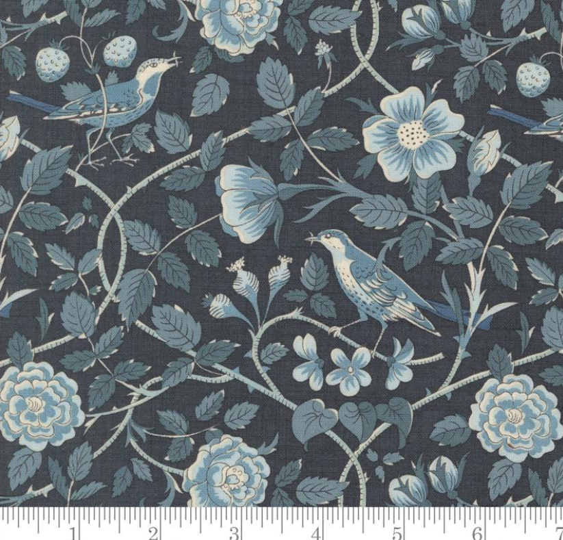 Tie-Up Shade "Oiseaux Florals Birds - Indigo - French Blue"