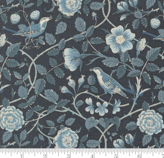 Tie-Up Shade "Oiseaux Florals Birds - Indigo - French Blue"