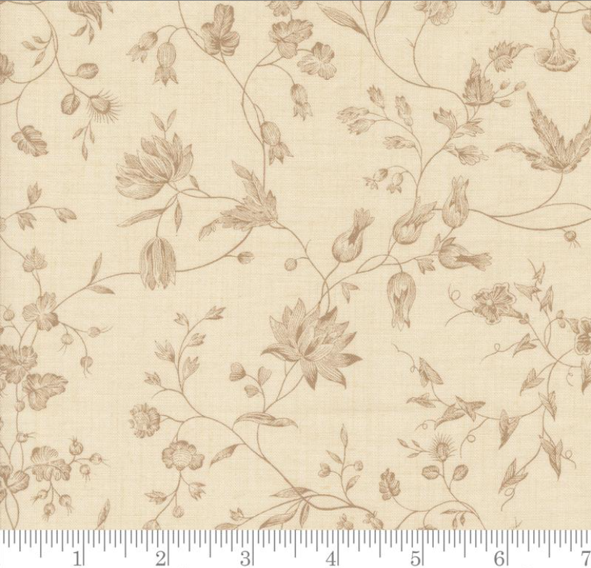 Faux Roman Shade Valance "Pivoine Florals Vines - Sacre Bleu - Pearl"