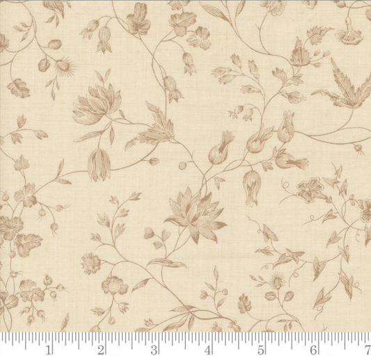 Faux Roman Shade Valance "Pivoine Florals Vines - Sacre Bleu - Pearl"