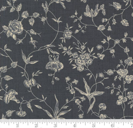 Faux Roman Shade Valance "Pivoine Florals Vines - Sacre Bleu - Indigo"