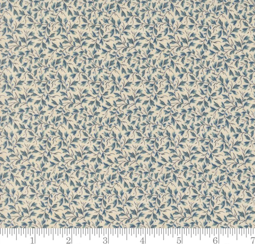 Faux Roman Shade Valance "Primvere Leaves Vines - Sacre Bleu - French Blue"