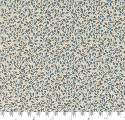 Faux Roman Shade Valance "Primvere Leaves Vines - Sacre Bleu - French Blue"