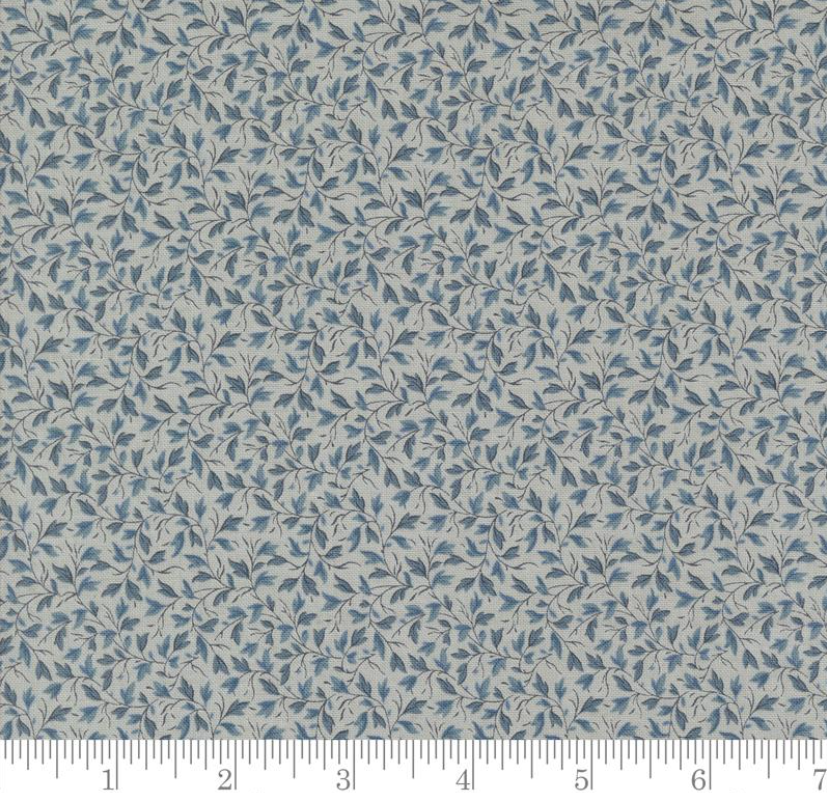 Faux Roman Shade Valance "Primvere Leaves Vines - Sacre Bleu - Ciel Blue"