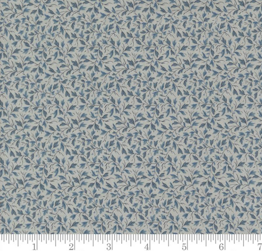 Faux Roman Shade Valance "Primvere Leaves Vines - Sacre Bleu - Ciel Blue"