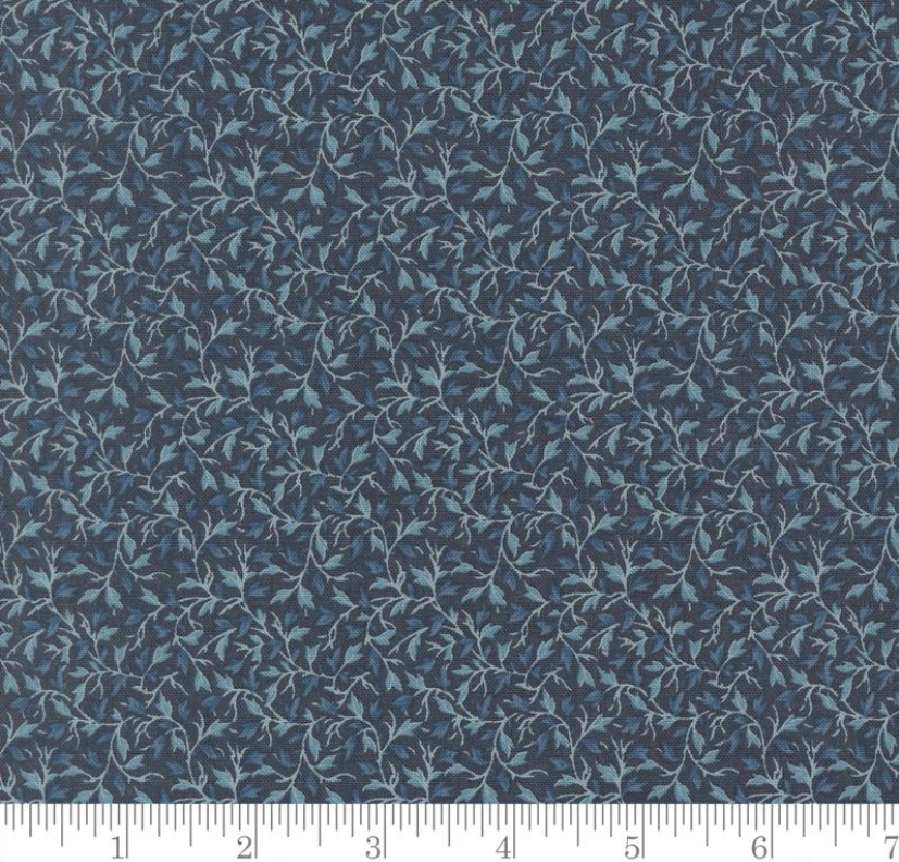 Faux Roman Shade Valance "Primvere Leaves Vines - Sacre Bleu - Indigo"