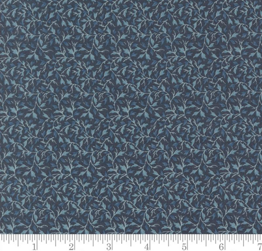 Faux Roman Shade Valance "Primvere Leaves Vines - Sacre Bleu - Indigo"
