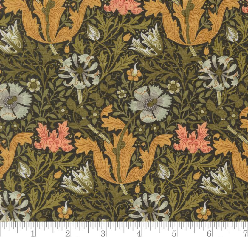 Faux Roman Shade Valance "Compton Florals - Morris Manor - Ebony"
