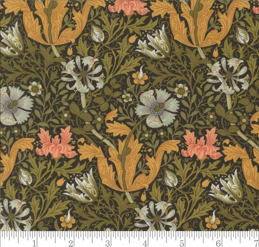 Faux Roman Shade Valance "Compton Florals - Morris Manor - Ebony"