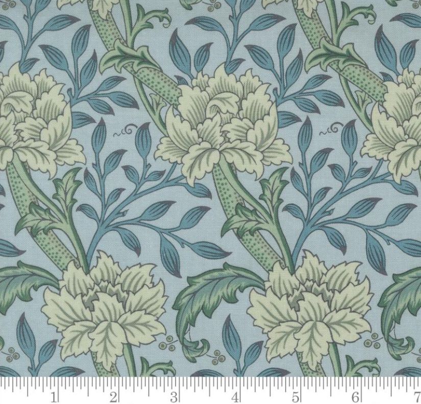 Faux Roman Shade Valance "Hammersmith Florals - Morris Manor - Sky"