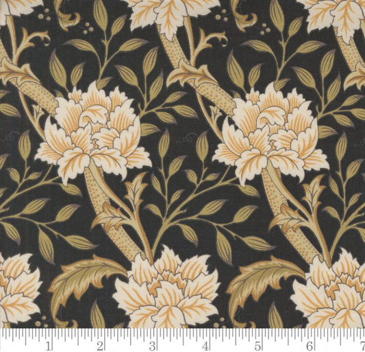 Faux Roman Shade Valance "Hammersmith Florals - Morris Manor - Ebony"