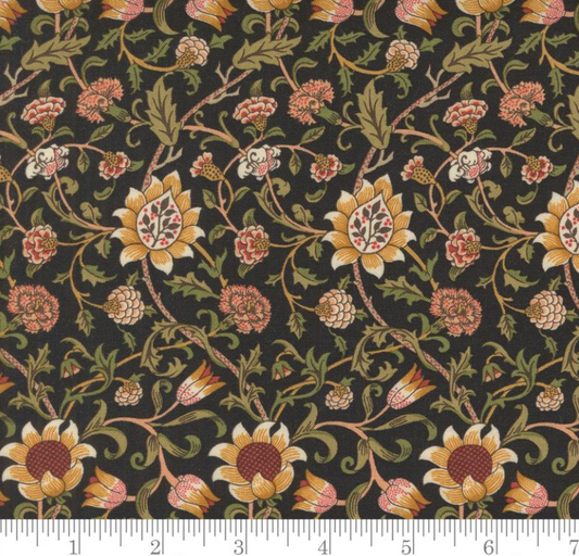 Faux Roman Shade Valance "Evenlode Florals - Morris Manor - Ebony"