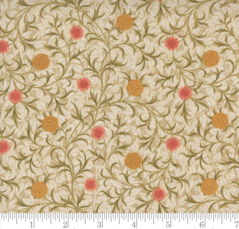 Tie-Up Shade "Scroll Florals - Morris Manor - Porcelain"