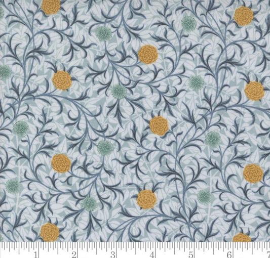 Tie-Up Shade "Scroll Florals - Morris Manor - Sky"