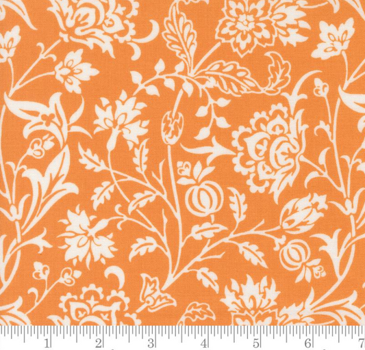 One Curtain Panel - "Harvest Floral Florals - Pumpkin"