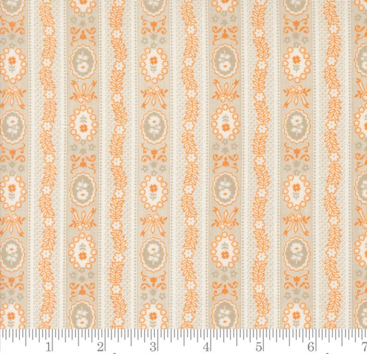 One Curtain Panel - "Wallpaper Stripes Flower - Ghost Multi"