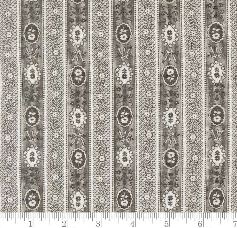 One Curtain Panel - "Wallpaper Stripes Flower - Midnight"