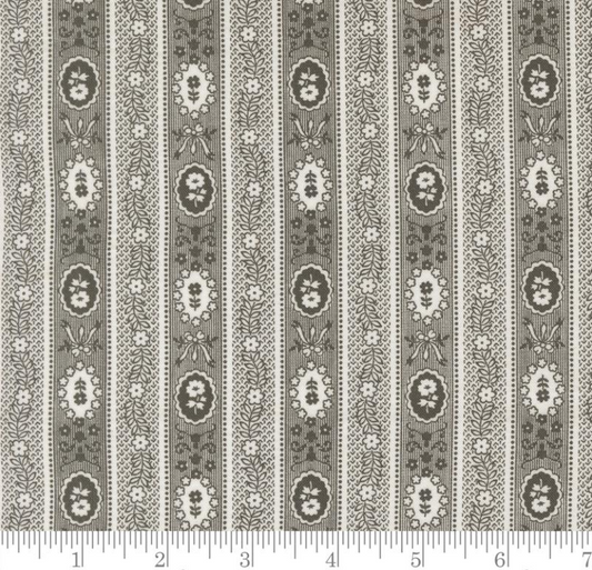 One Curtain Panel - "Wallpaper Stripes Flower - Midnight"