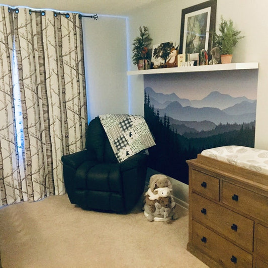 One Curtain Panel or Valance - White Birch Tree