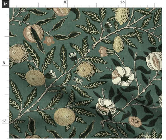Duvet Cover Set - "William Morris Pomegranate Fruit Antique Green"