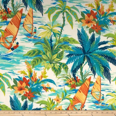 One (1) Curtain Panel or Valance "Tommy Bahama Outdoor Wind Surfers Mangrove" Fabric - Custom handmade to order outdoor curtains