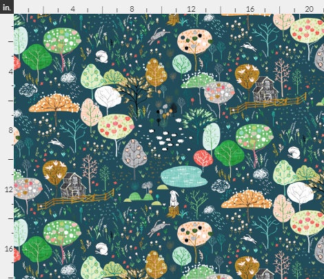 One Curtain Panel or Valance - Organic Cotton "Ambrosia Orchard midnight linen". Custom Handmade to Order Window Treatments.