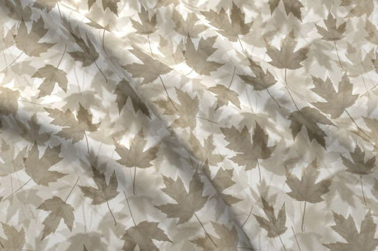 One Curtain Panel "Maple Layers" - 54 inch wide - Artist Designed Cotton Fabric. Leaves, Pastel, Beige, Taupe, White, Fall, Autumn