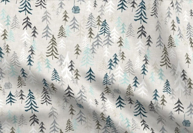 One (1) Curtain Panel Solitude Earth 54" wide - Blackout lining optional - Wildlife, cabin, nature, outdoor, mountain, earth, hills, trees