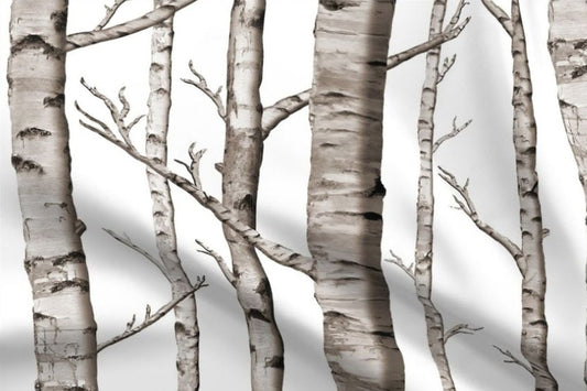 One (1) Curtain Panel or Valance "White Birch Tree" Drapery - Blackout lining available - Handmade using Cotton Sateen Fabric.