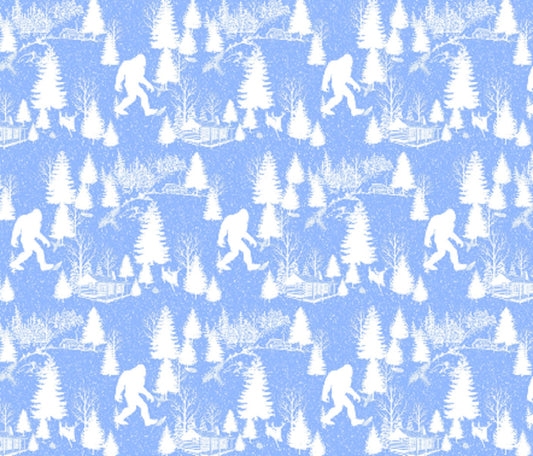 One Curtain Panel "Abominable Weather" - Nature home decor Sasquatch, Big Foot, Yeti, Trees, cabin, lodge, curtains for kids