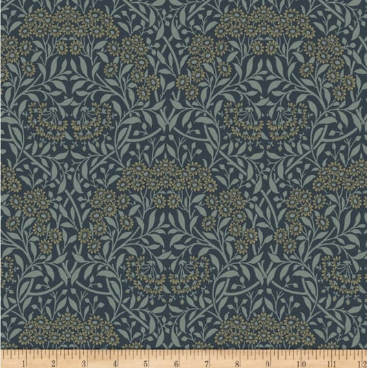 One Curtain Panel "Mineral Michaelmas Daisy Ink" Fabric, FreeSpirit Fabrics, The Original Morris & Co. Bold, Elegant Home Decor