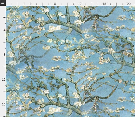 One (1) Curtain Panel, Cotton "Vincent van Gogh ~ Branches of an Almond Tree in Blossom" - 54" Wide Nature home decor