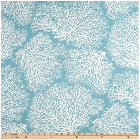Magnolia Home Fashions Ariel Ocean, Aqua Sea Fan Coral Ocean Fabric Drapery Curtain Panel - Custom made to order handmade quality drapes